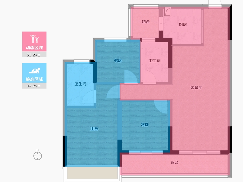 浙江省-金华市-望辰府小区-90.40-户型库-动静分区