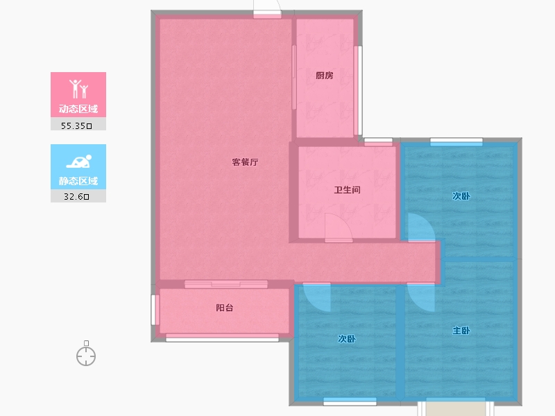 新疆维吾尔自治区-石河子市-林溪郡9号-86.40-户型库-动静分区