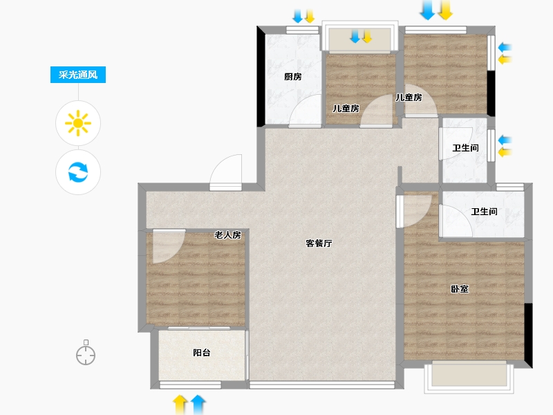 安徽省-合肥市-和悦云锦-104.81-户型库-采光通风