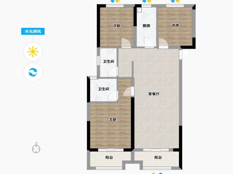 河南省-洛阳市-中骏雍景湾-97.36-户型库-采光通风