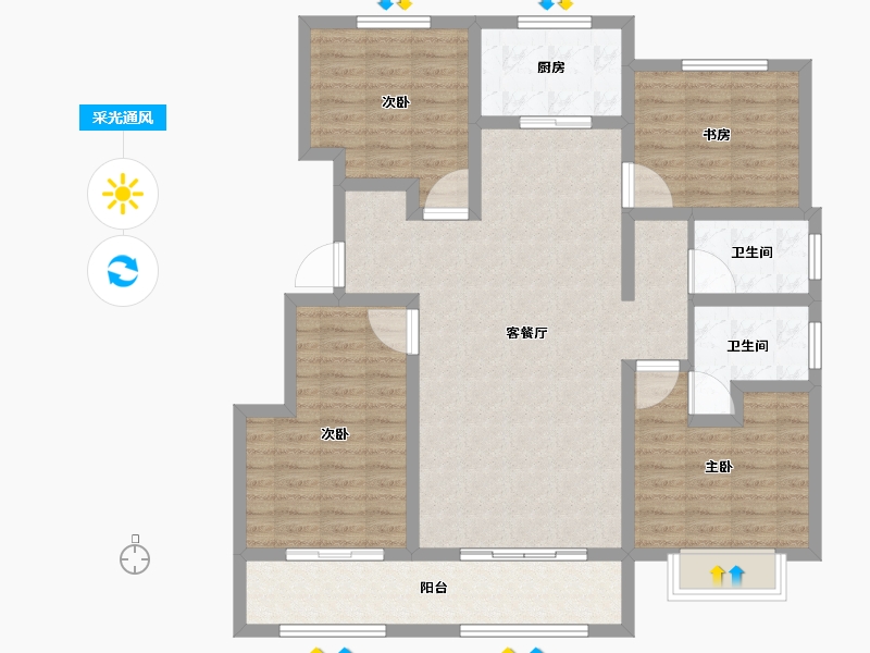 山东省-泰安市-龙泽壹品-115.42-户型库-采光通风