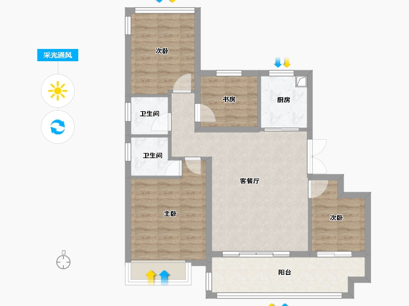 安徽省-合肥市-文一朗书轩-81.20-户型库-采光通风