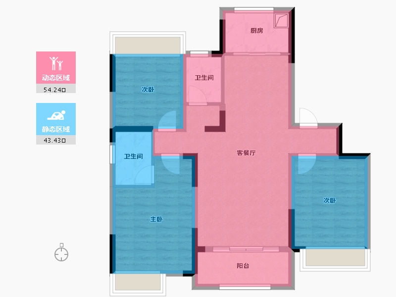 贵州省-遵义市-中民柒号院-104.00-户型库-动静分区