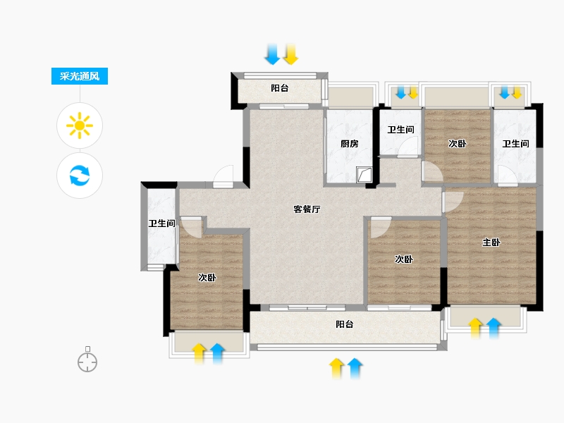 广东省-东莞市-华侨城天鹅堡-110.60-户型库-采光通风