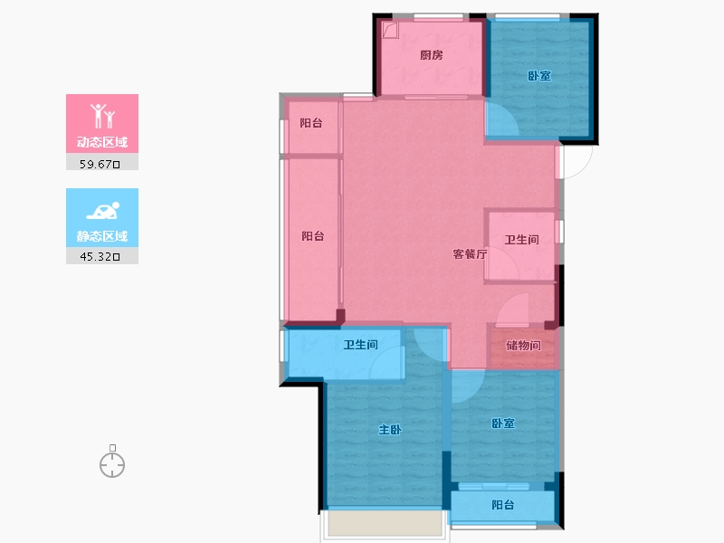 浙江省-温州市-绿城春月江澜-94.40-户型库-动静分区