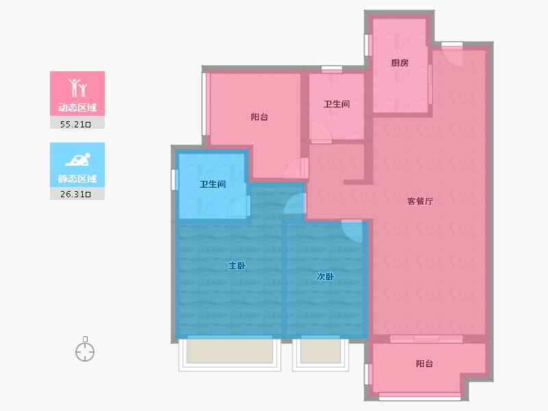 广东省-惠州市-保利堂悦花园-71.99-户型库-动静分区