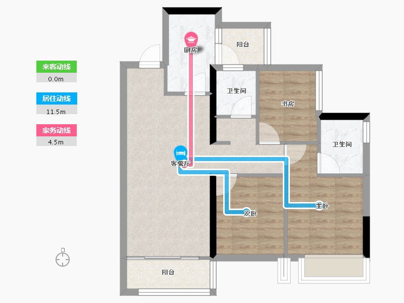 四川省-成都市-华建锦院-66.32-户型库-动静线