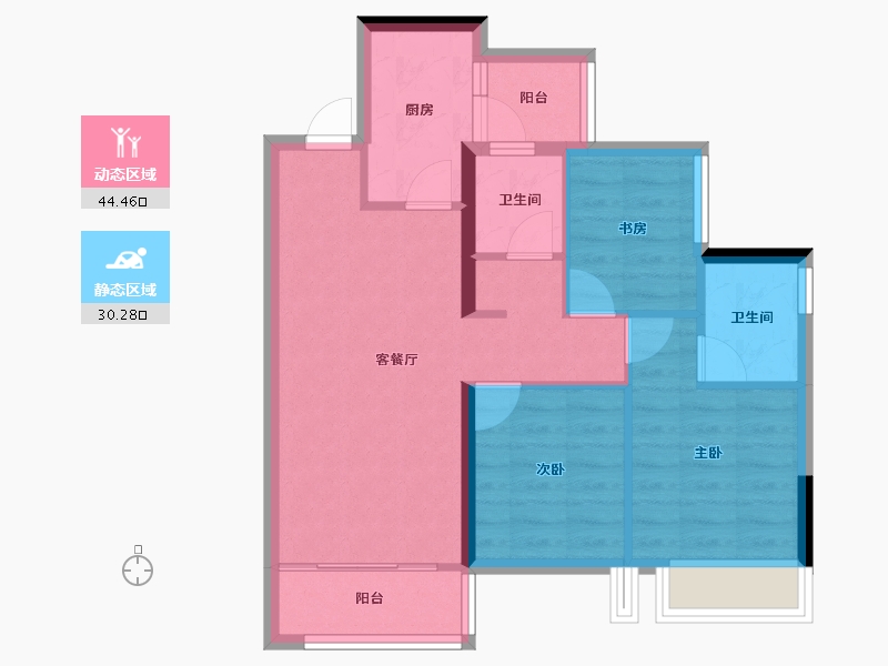 四川省-成都市-华建锦院-66.32-户型库-动静分区