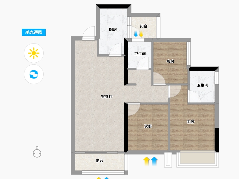 四川省-成都市-华建锦院-66.32-户型库-采光通风