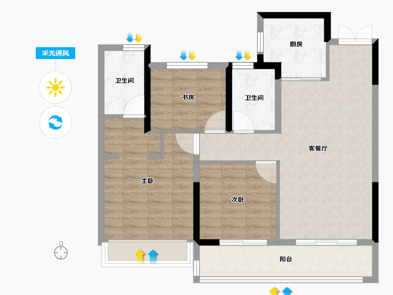 浙江省-杭州市-金茂临江上城-84.80-户型库-采光通风