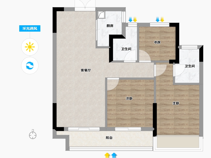 浙江省-台州市-东泰·枫璟嘉园-70.41-户型库-采光通风