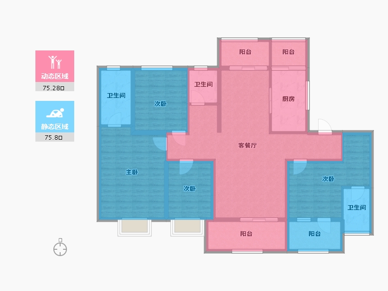 湖北省-襄阳市-华侨城天鹅堡-135.05-户型库-动静分区