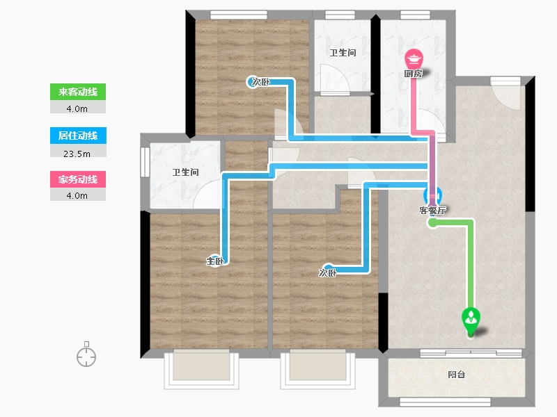 河北省-廊坊市-绿地西斯莱公馆-96.80-户型库-动静线