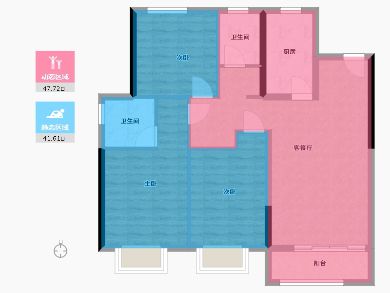 河北省-廊坊市-绿地西斯莱公馆-96.80-户型库-动静分区