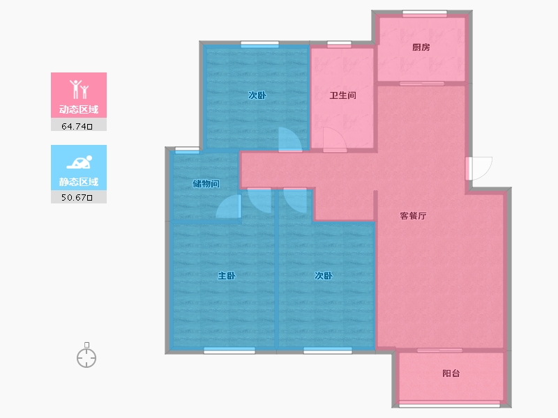 江苏省-徐州市-惠民小区-100.80-户型库-动静分区