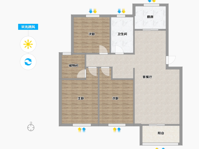 江苏省-徐州市-惠民小区-100.80-户型库-采光通风