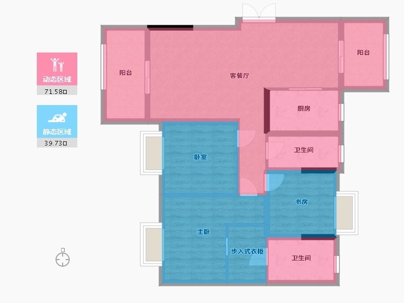 重庆-重庆市-龙湖景粼玖序-99.68-户型库-动静分区