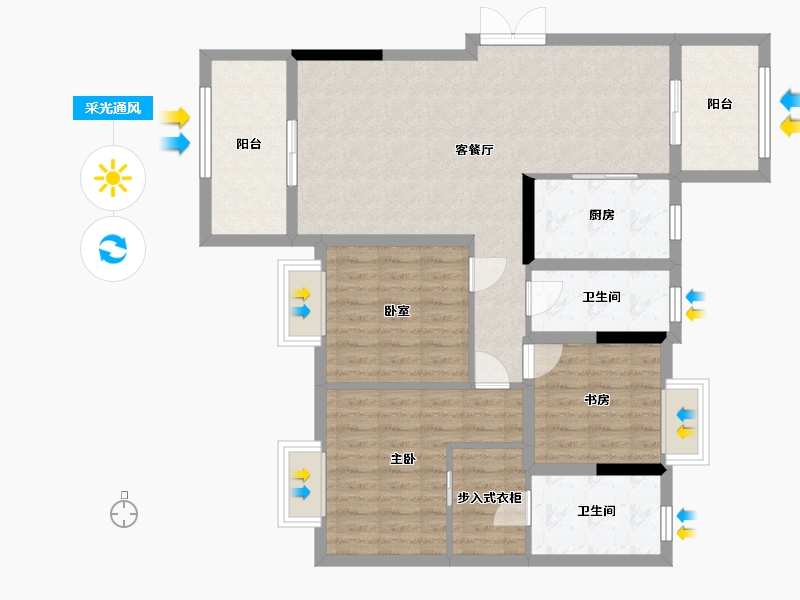 重庆-重庆市-龙湖景粼玖序-99.68-户型库-采光通风