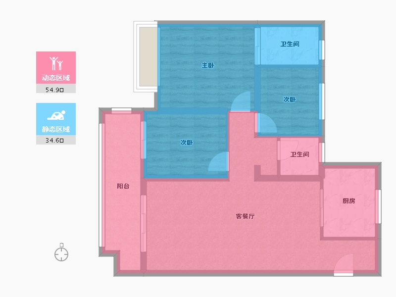 山东省-青岛市-蔚蓝观邸-87.00-户型库-动静分区