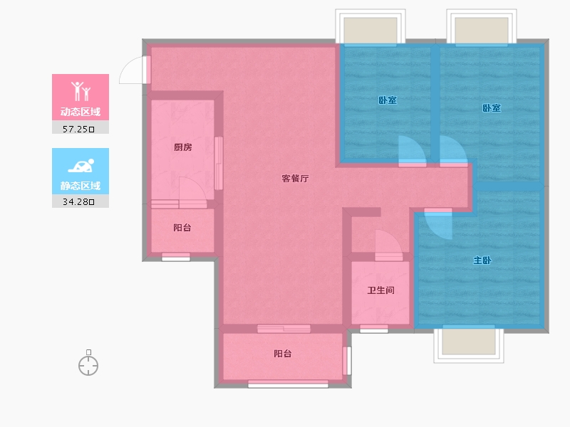 四川省-绵阳市-江彰里-80.00-户型库-动静分区