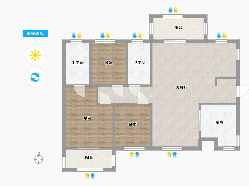 广东省-深圳市-卓越和奕府-90.40-户型库-采光通风