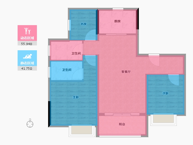 江苏省-苏州市-碧桂园云樾-88.43-户型库-动静分区