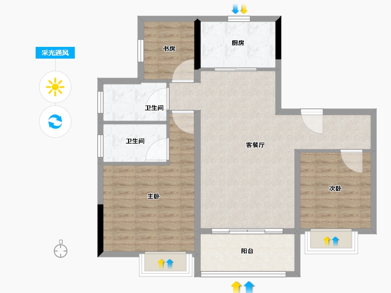 江苏省-苏州市-碧桂园云樾-88.43-户型库-采光通风