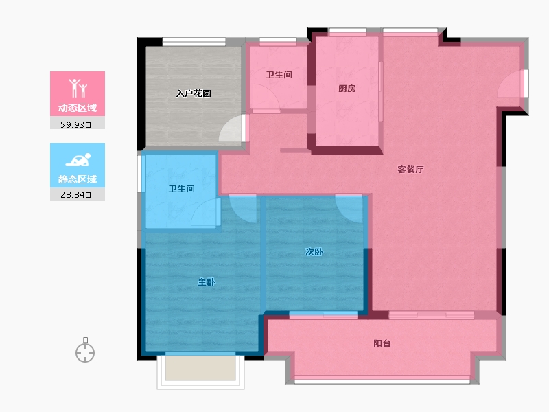 安徽省-滁州市-碧桂园天玺-87.77-户型库-动静分区