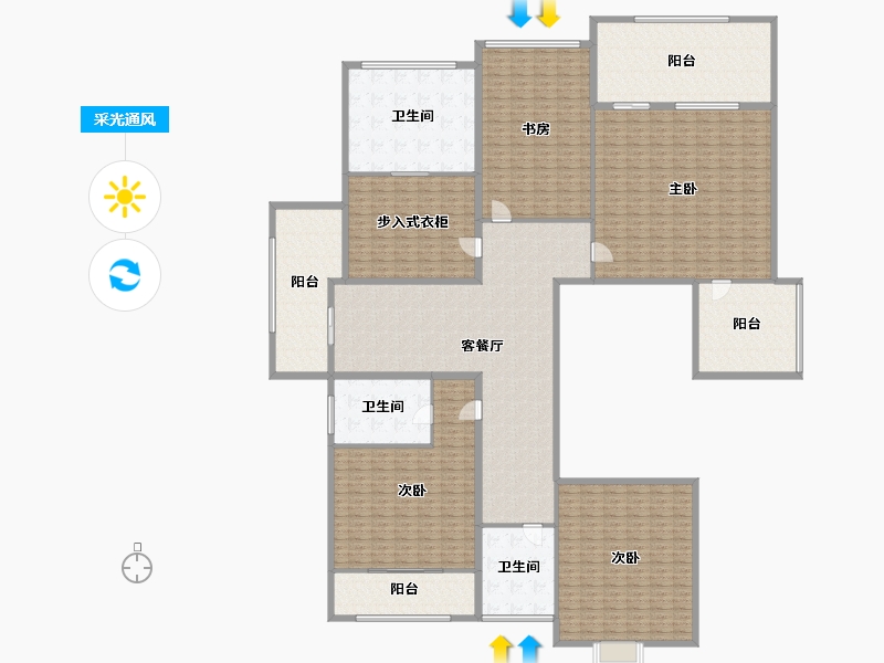 湖南省-长沙市-青竹湖曦园-333.12-户型库-采光通风