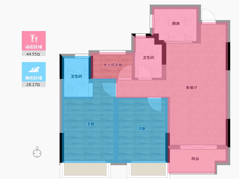 浙江省-嘉兴市-华景川湘溪兰园-64.39-户型库-动静分区