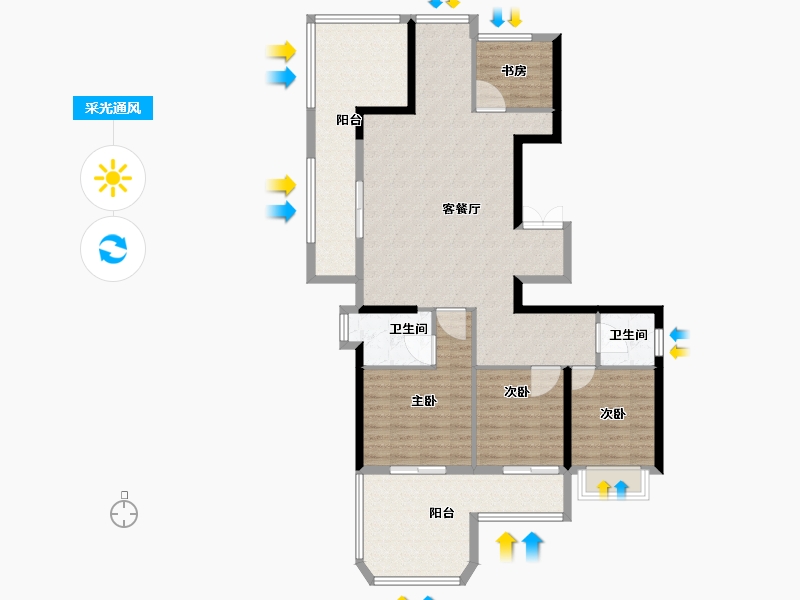 福建省-福州市-中建元亨府-120.01-户型库-采光通风