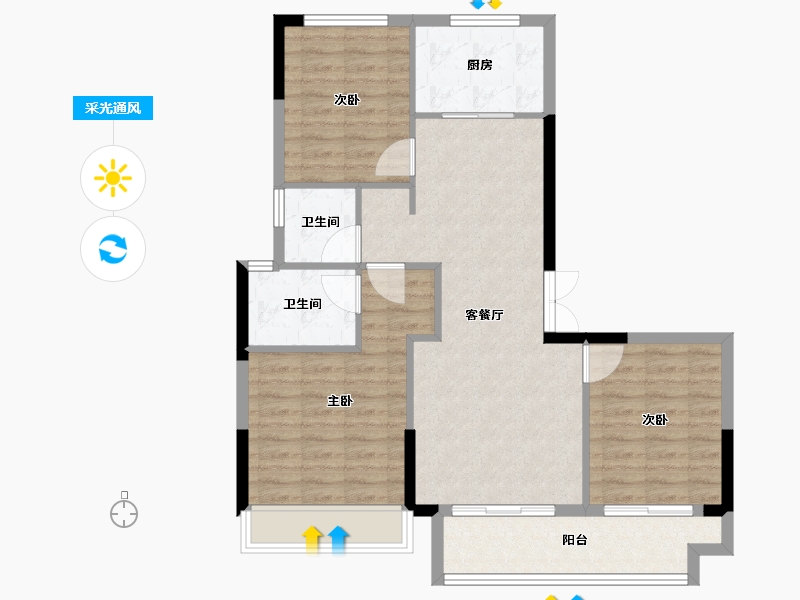 浙江省-台州市-东泰·枫璟嘉园-88.00-户型库-采光通风