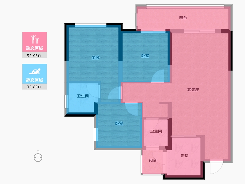 四川省-宜宾市-鲁能公馆-75.22-户型库-动静分区