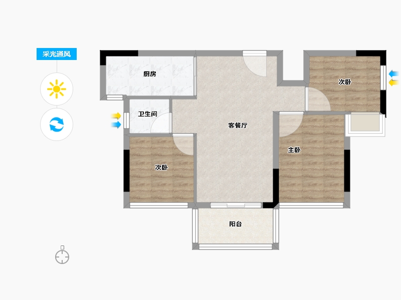 广东省-东莞市-卓越华堂云光-70.01-户型库-采光通风