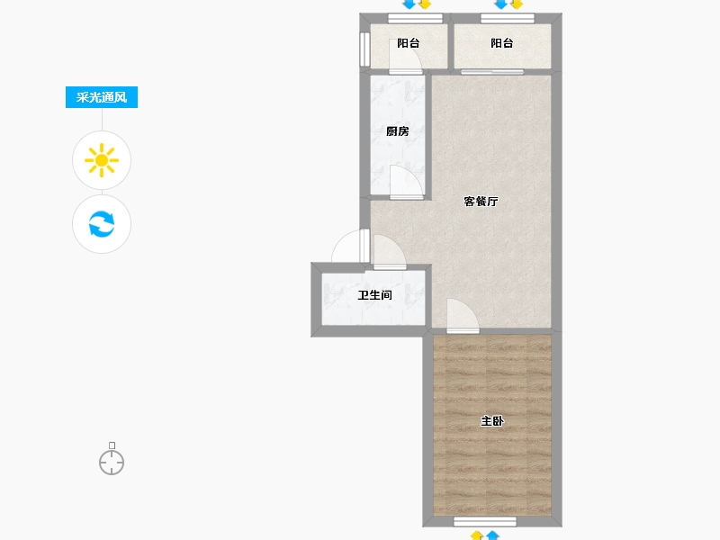 天津-天津市-聚安东园-53.07-户型库-采光通风