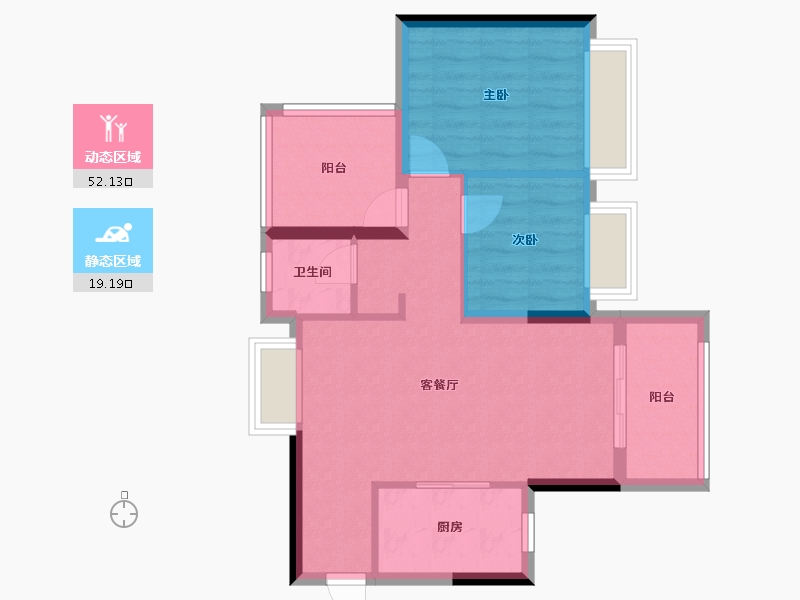 广东省-惠州市-华润置地惠州润溪花园-63.55-户型库-动静分区