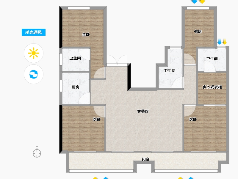 安徽省-滁州市-万成九樾别墅-142.41-户型库-采光通风