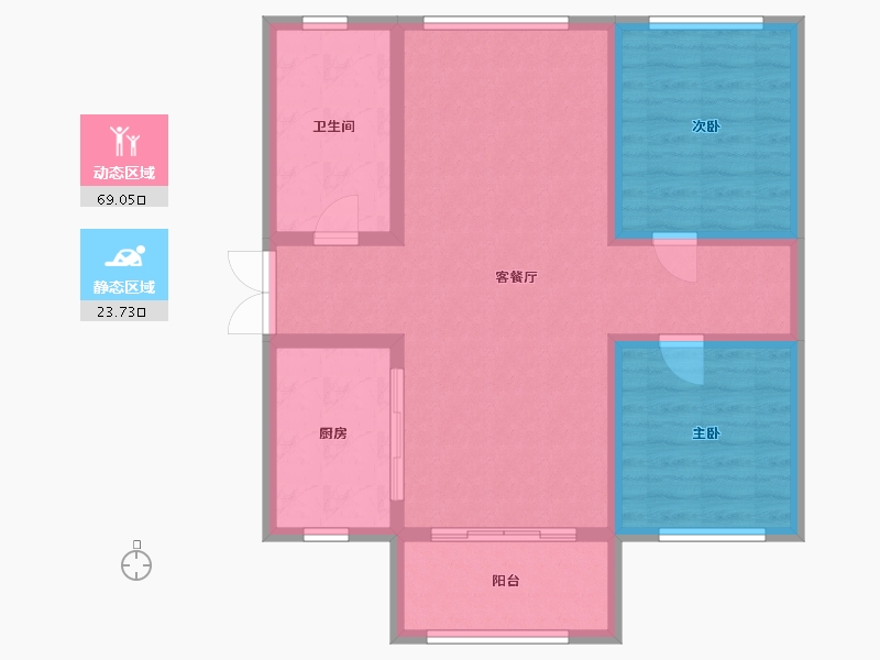 广东省-佛山市-碧桂园翡翠湾-72.00-户型库-动静分区