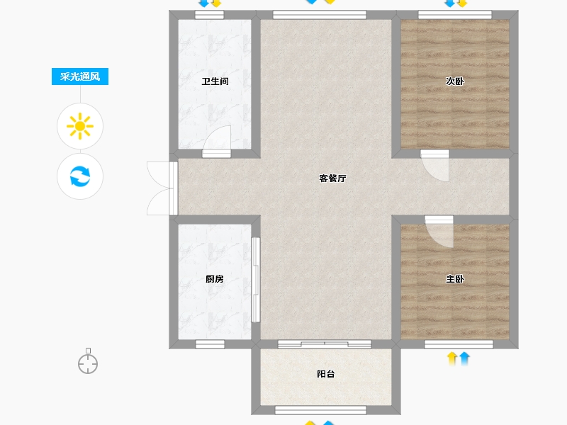 广东省-佛山市-碧桂园翡翠湾-72.00-户型库-采光通风