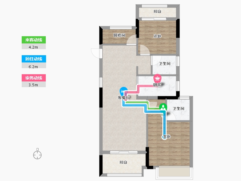 浙江省-嘉兴市-华景川湘溪兰园-72.58-户型库-动静线