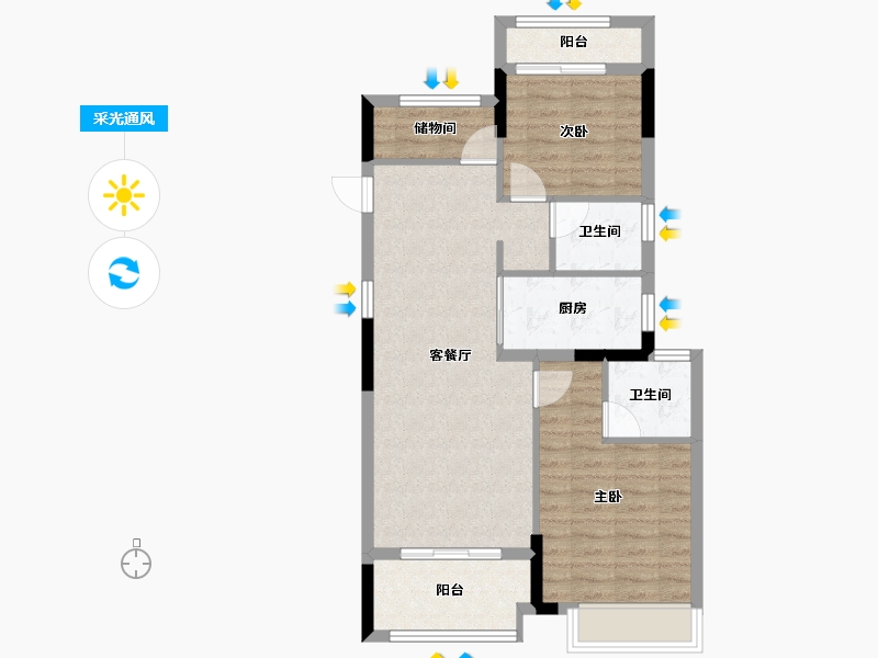 浙江省-嘉兴市-华景川湘溪兰园-72.58-户型库-采光通风