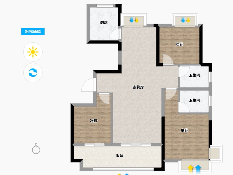 江西省-上饶市-阳光首府·玺苑-96.00-户型库-采光通风