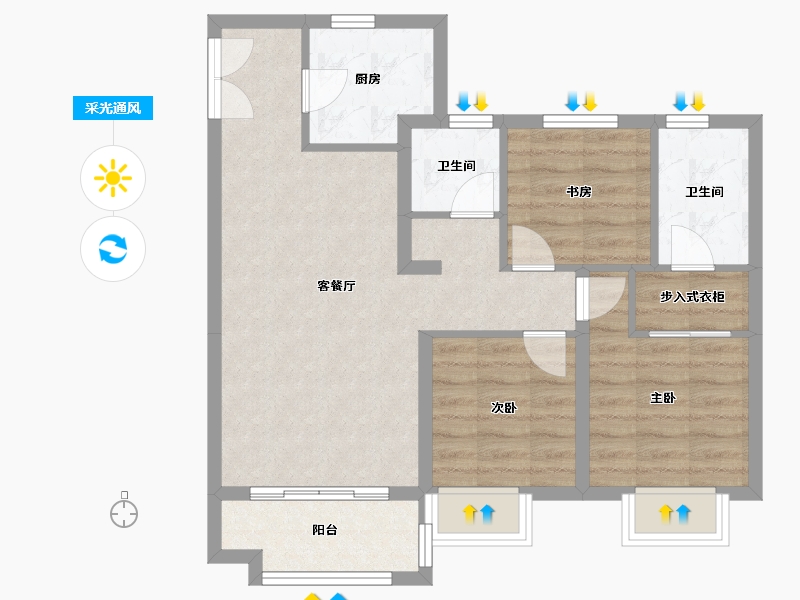 甘肃省-兰州市-兰州万达城-72.59-户型库-采光通风