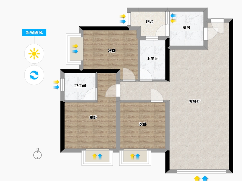 四川省-成都市-十里风和-87.00-户型库-采光通风