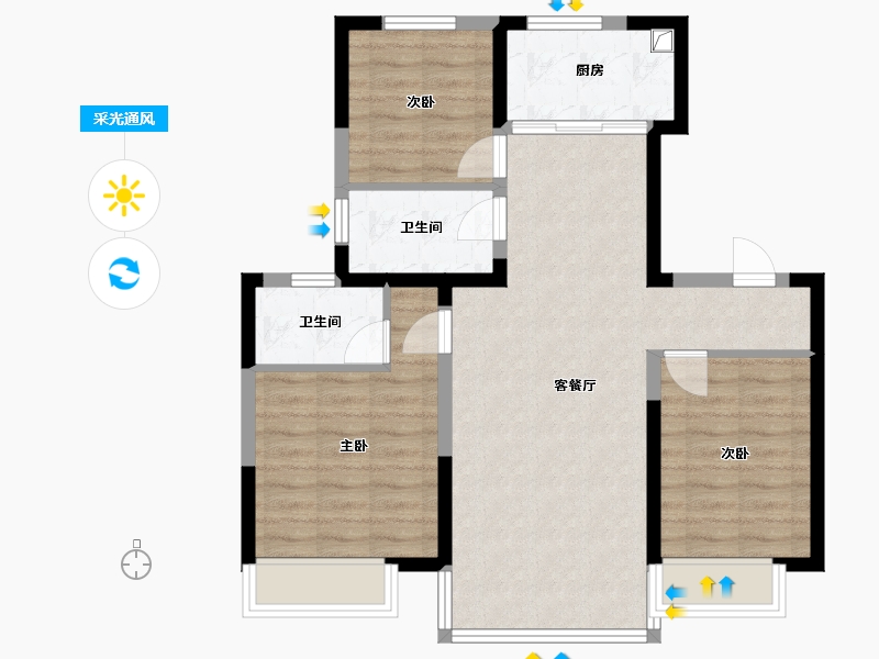 河北省-邯郸市-邯郸碧桂园翡翠郡-91.20-户型库-采光通风