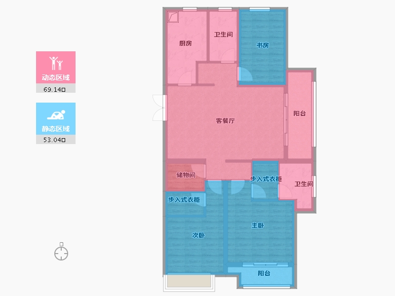 浙江省-杭州市-水韵枫桦-132.00-户型库-动静分区