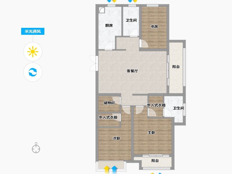 浙江省-杭州市-水韵枫桦-132.00-户型库-采光通风