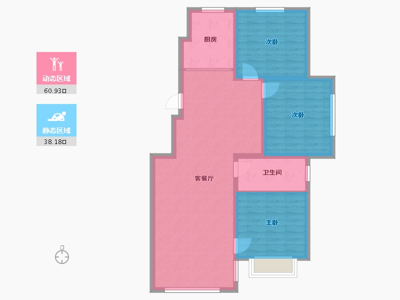 内蒙古自治区-鄂尔多斯市-晟裕小区-92.80-户型库-动静分区