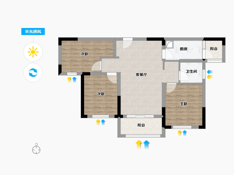 四川省-成都市-高投贤悦府-69.57-户型库-采光通风