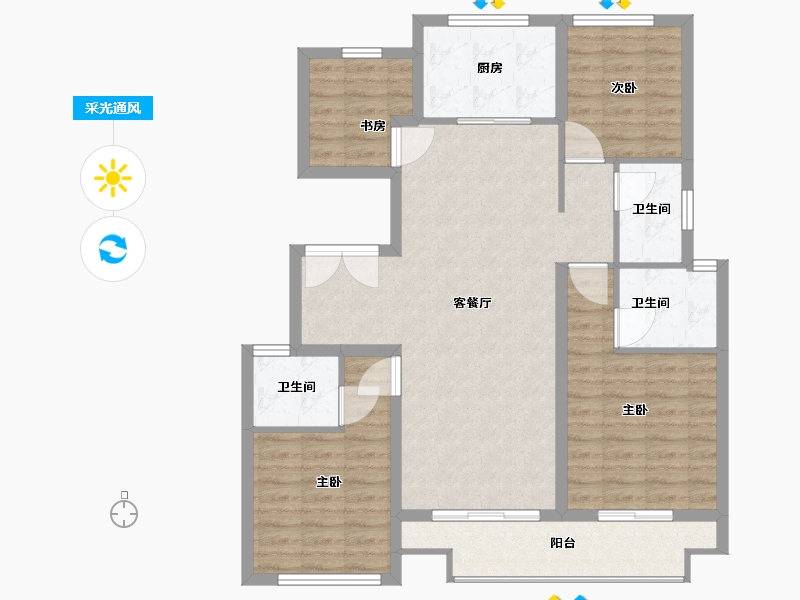 浙江省-湖州市-满庭芳府-104.00-户型库-采光通风